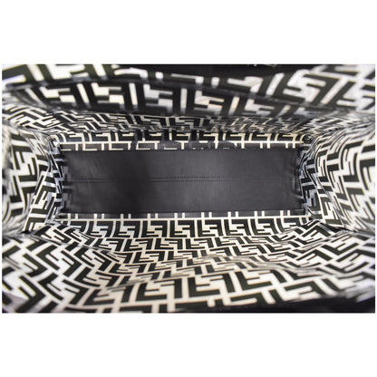FENDI Runaway Shopper Medium TPU FF Leather Tote Bag Black