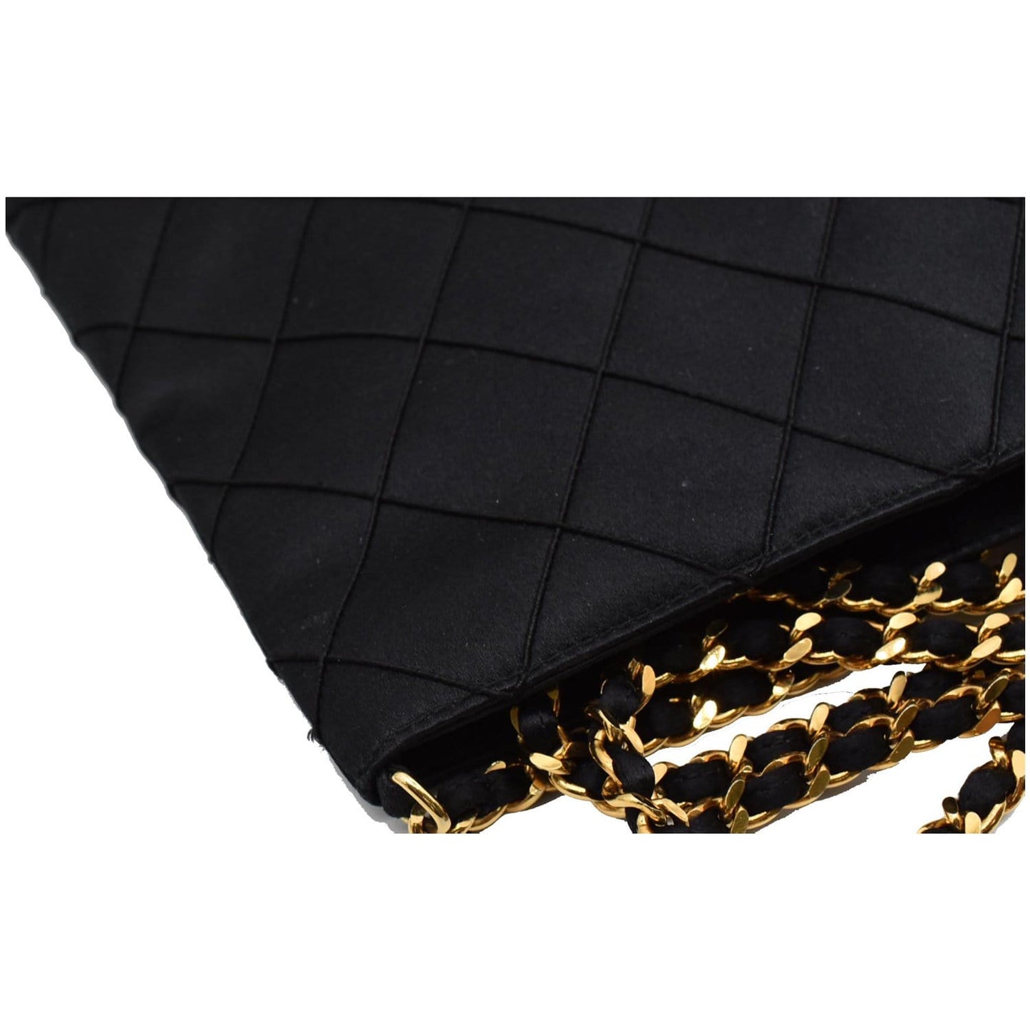 CHANEL Vintage Quilted Satin Tassel Shoulder Bag Black
