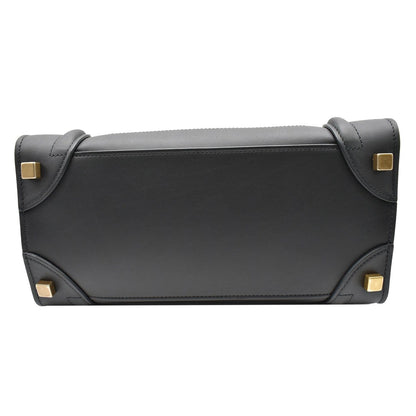 CELINE Mini Luggage Leather Tote Bag Black