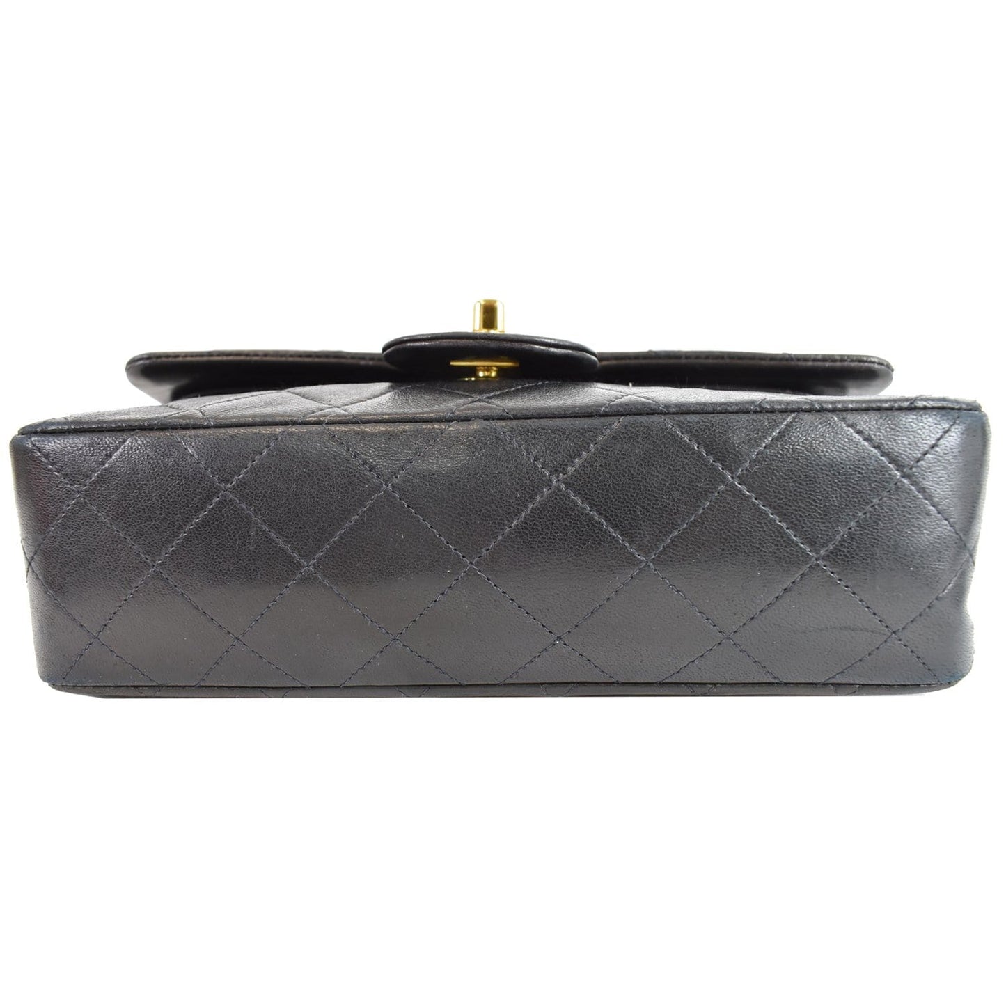 CHANEL Vintage Double Flap Lambskin Shoulder Bag Black
