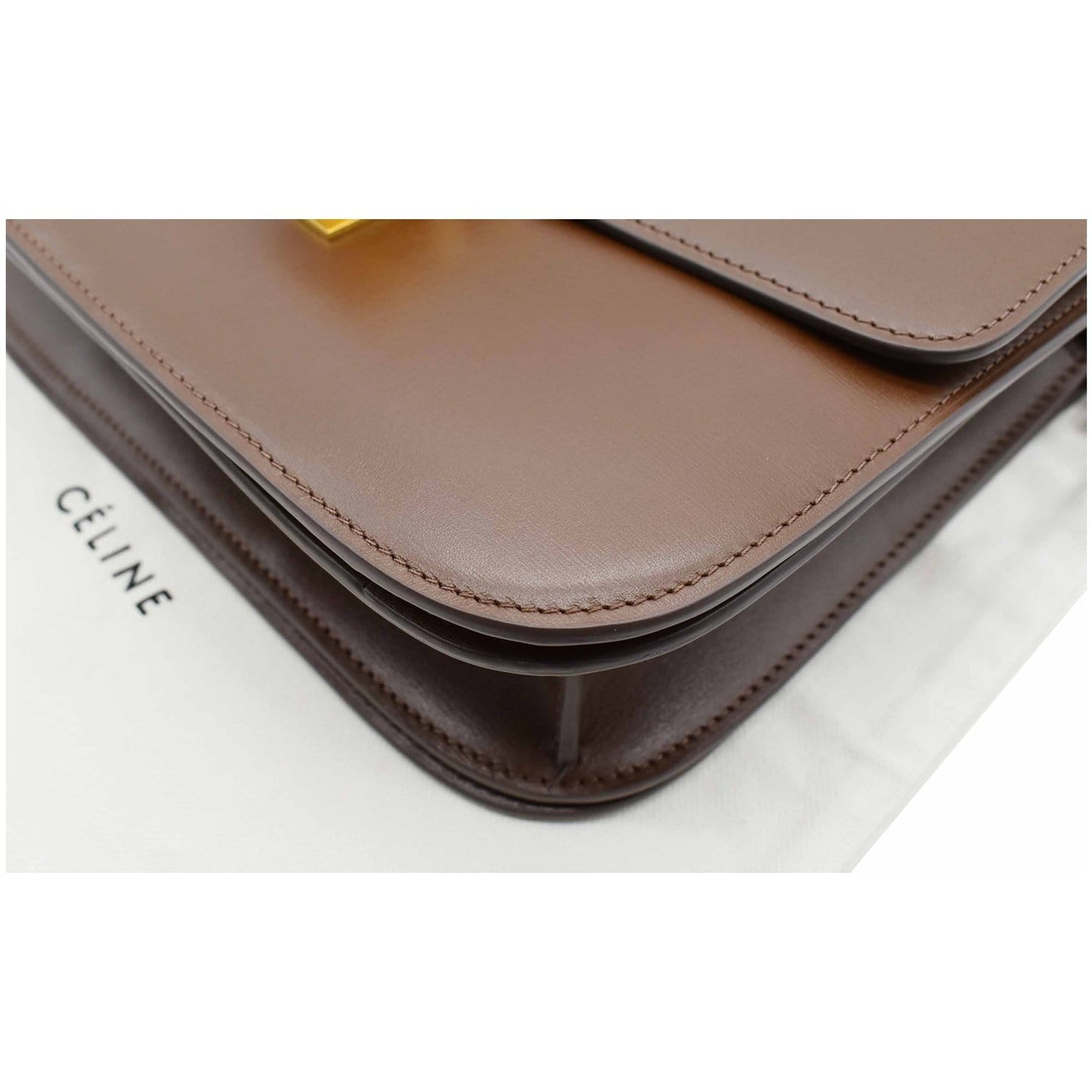 CELINE Classic Box Medium Calfskin Leather Crossbody Bag Brown