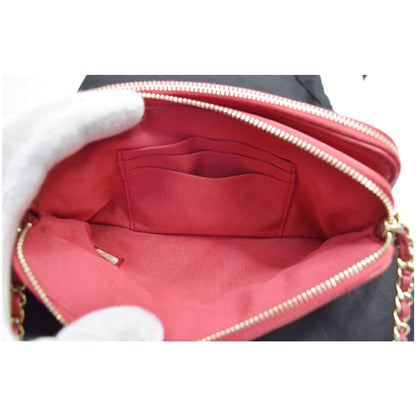 CHANEL Double Zip Wallet On Chain WOC Lambskin Shoulder Bag Red