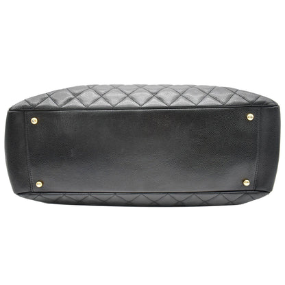 CHANEL XL Grand Quilted Caviar Leather Shopping Tote Bag Black