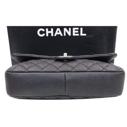 CHANEL Medium Flap Caviar Leather Shoulder Bag Black