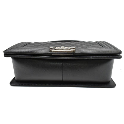 CHANEL Medium Boy Flap Caviar Leather Shoulder Bag Black