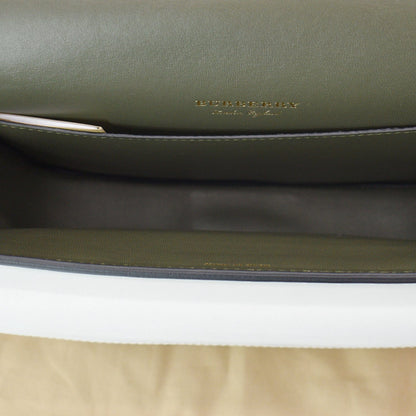 BURBERRY Large Square Leather Satchel Bag White