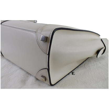 CELINE Mini Luggage Smooth Leather Tote Bag White