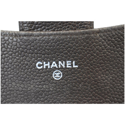 CHANEL Classic Flap Caviar Leather Card Holder Brown