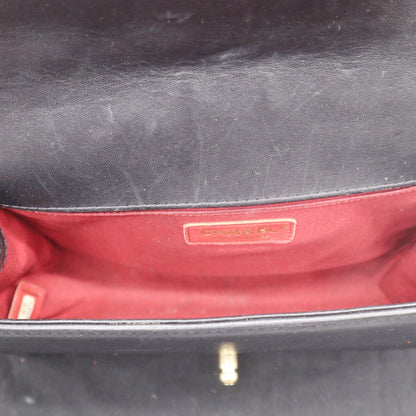 CHANEL Medium Boy Quilted Lambskin Leather Shoulder Bag Black/Red
