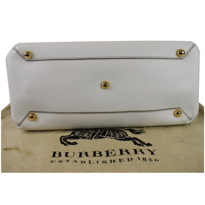 BURBERRY Banner Medium House Check Tote Bag White