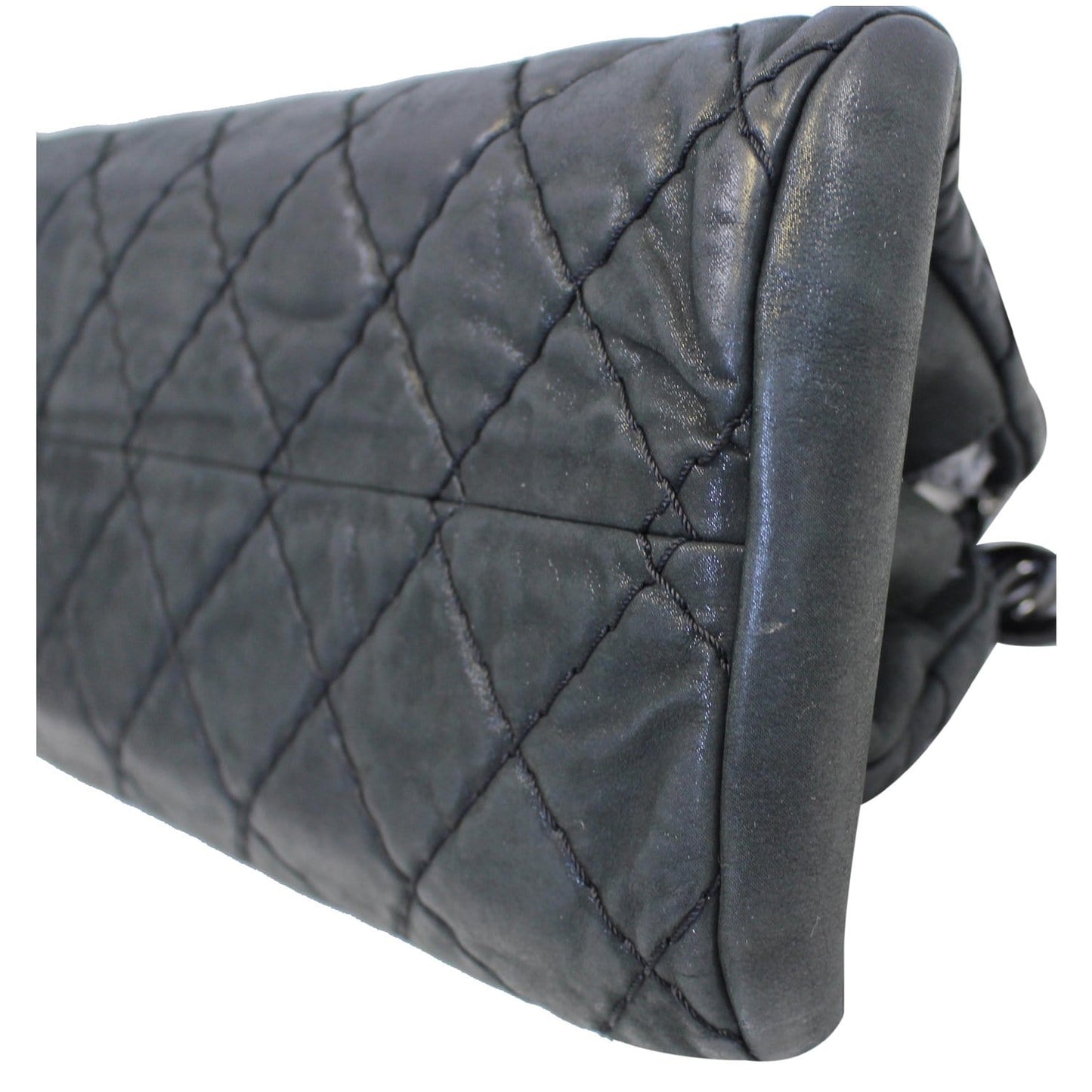 CHANEL Just Mademoiselle Calfskin Leather Bowling Bag Black