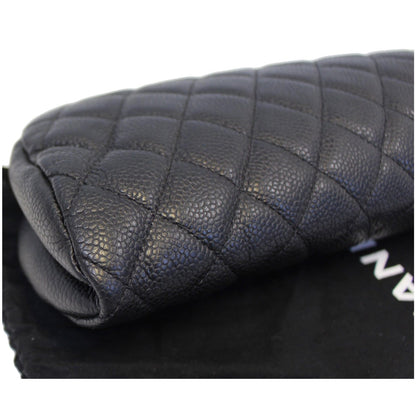 CHANEL Timeless Caviar Quilted Leather Clutch Black