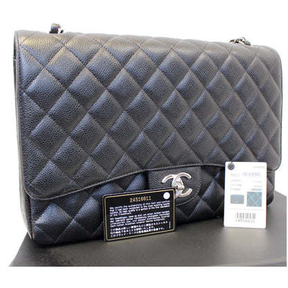 CHANEL Classic Maxi Jumbo Double Flap Caviar Leather Shoulder Bag