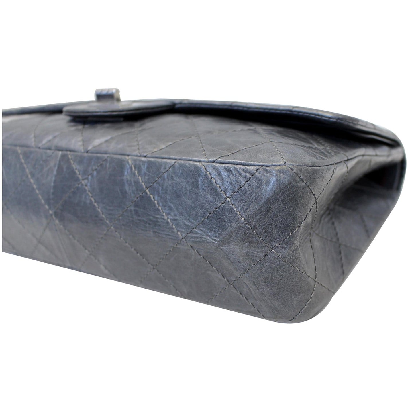 CHANEL 2.55 Reissue Mademoiselle Lock Calfskin Leather Shoulder Bag Grey