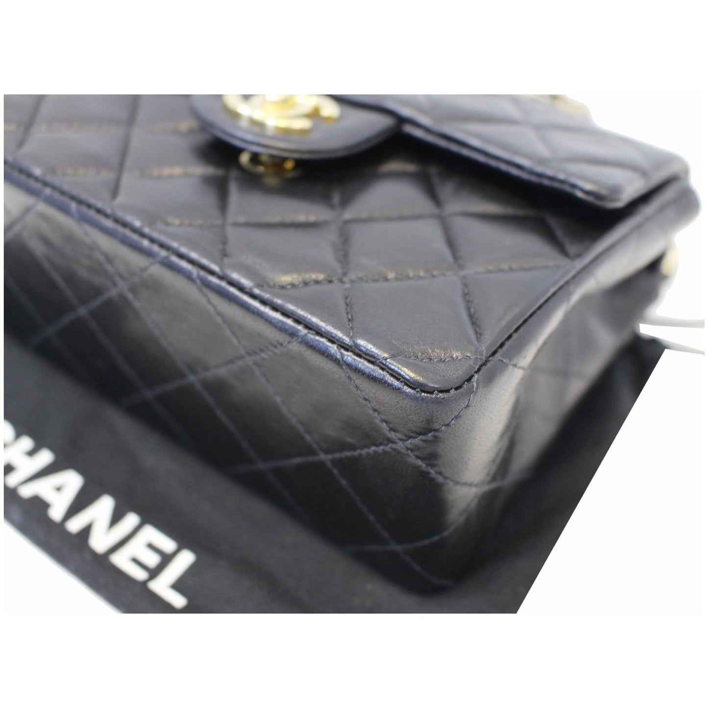 CHANEL Mini Flap Lambskin Leather Crossbody Bag Black