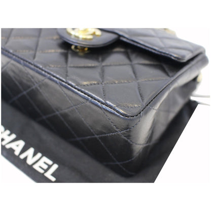 CHANEL Mini Flap Lambskin Leather Crossbody Bag Black