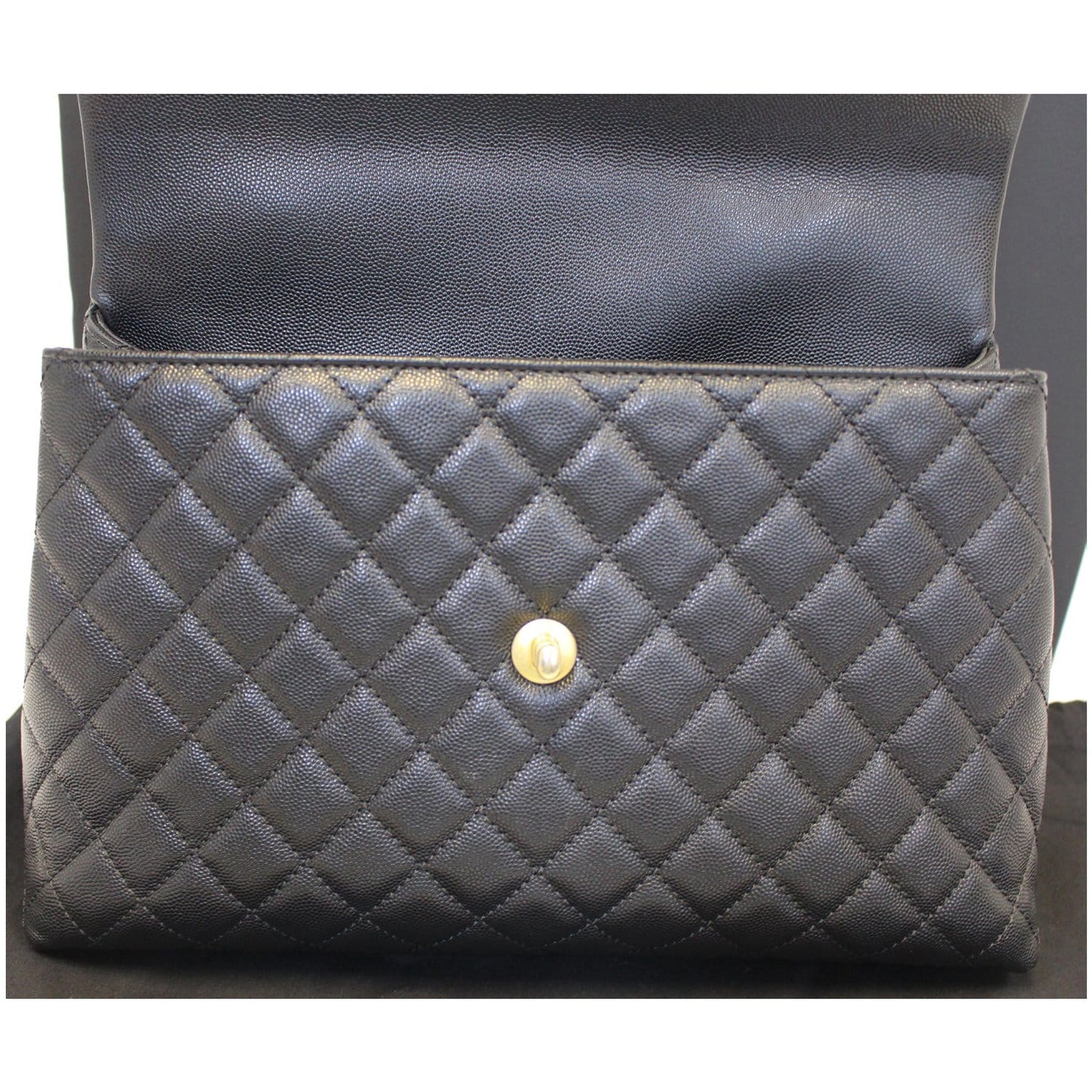 CHANEL Medium Coco Handle Caviar Leather Shoulder Bag Black