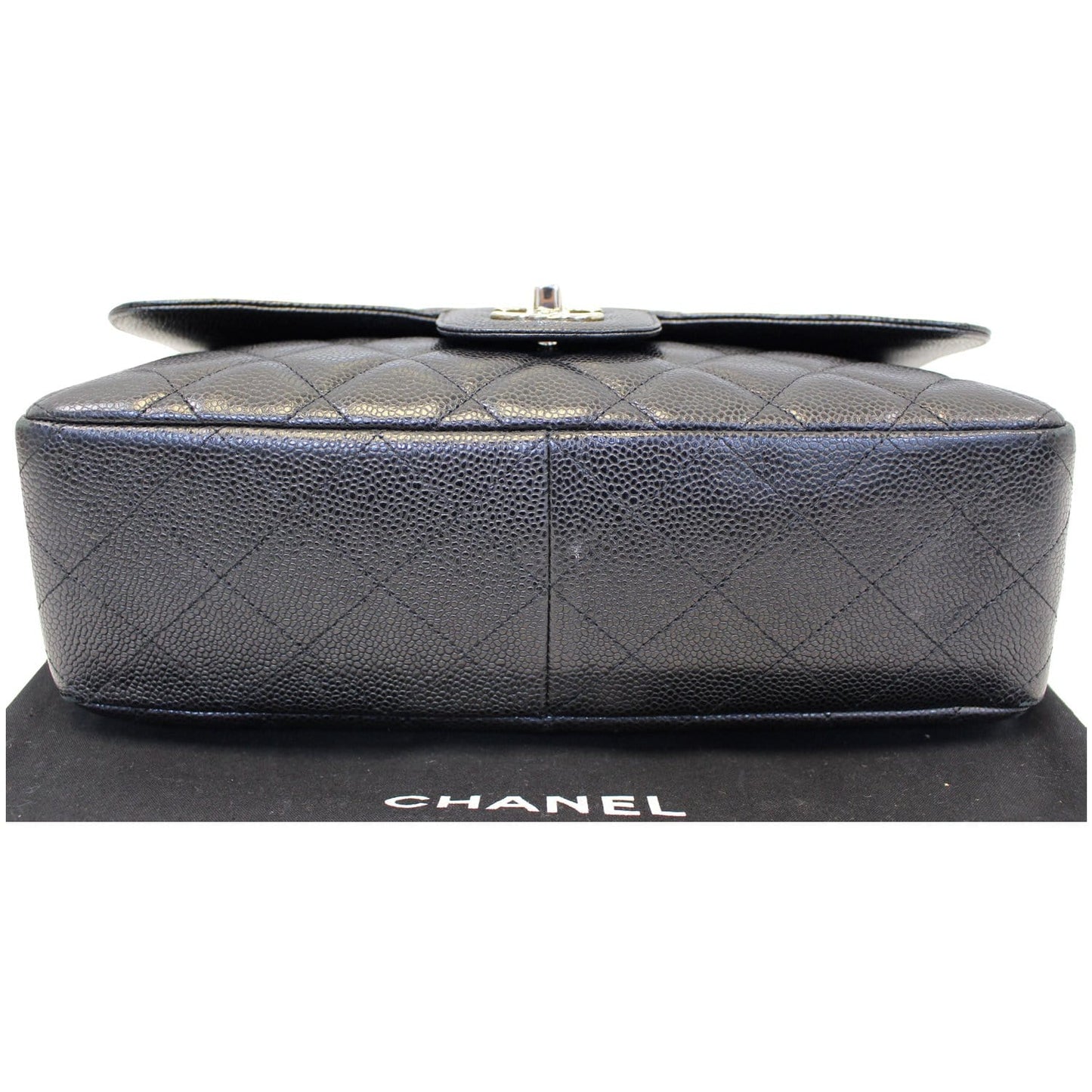 CHANEL Jumbo Classic Single Flap Caviar Leather Shoulder Bag Black