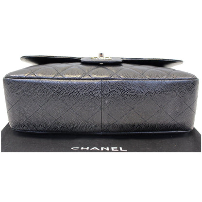CHANEL Jumbo Classic Single Flap Caviar Leather Shoulder Bag Black
