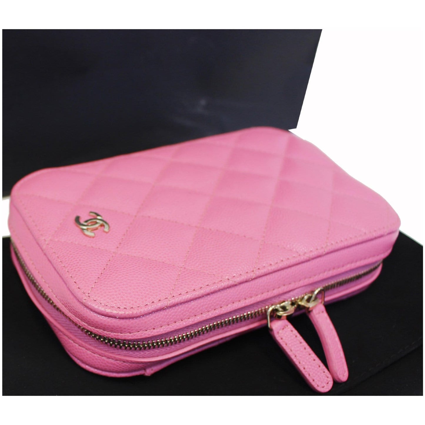 CHANEL Wallet On Chain WOC Caviar Leather Phone Holder Pink