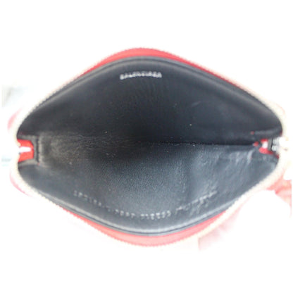 BALENCIAGA Triangle Patent Leather Coin Purse Red