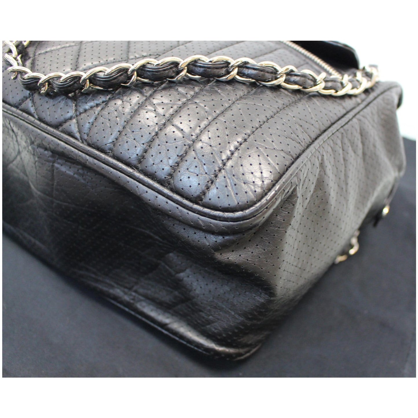 CHANEL Calfskin Perforated 50's Bowler Bag Black