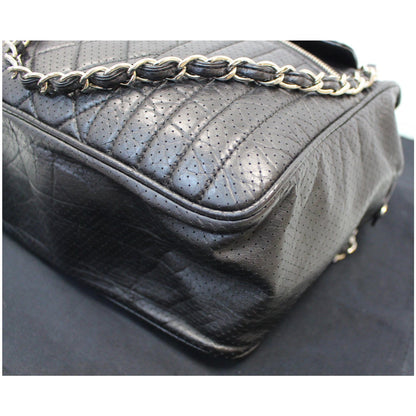 CHANEL Calfskin Perforated 50's Bowler Bag Black