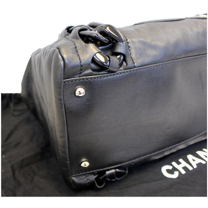 CHANEL Calfskin Rhodoid Modern Chain East West Tote Black