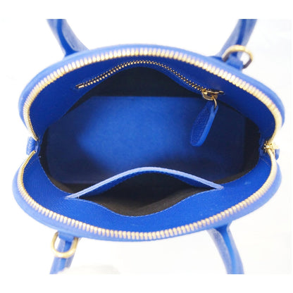 BALENCIAGA Ville Top Handle XXS Grained Leather Crossbody Bag Blue