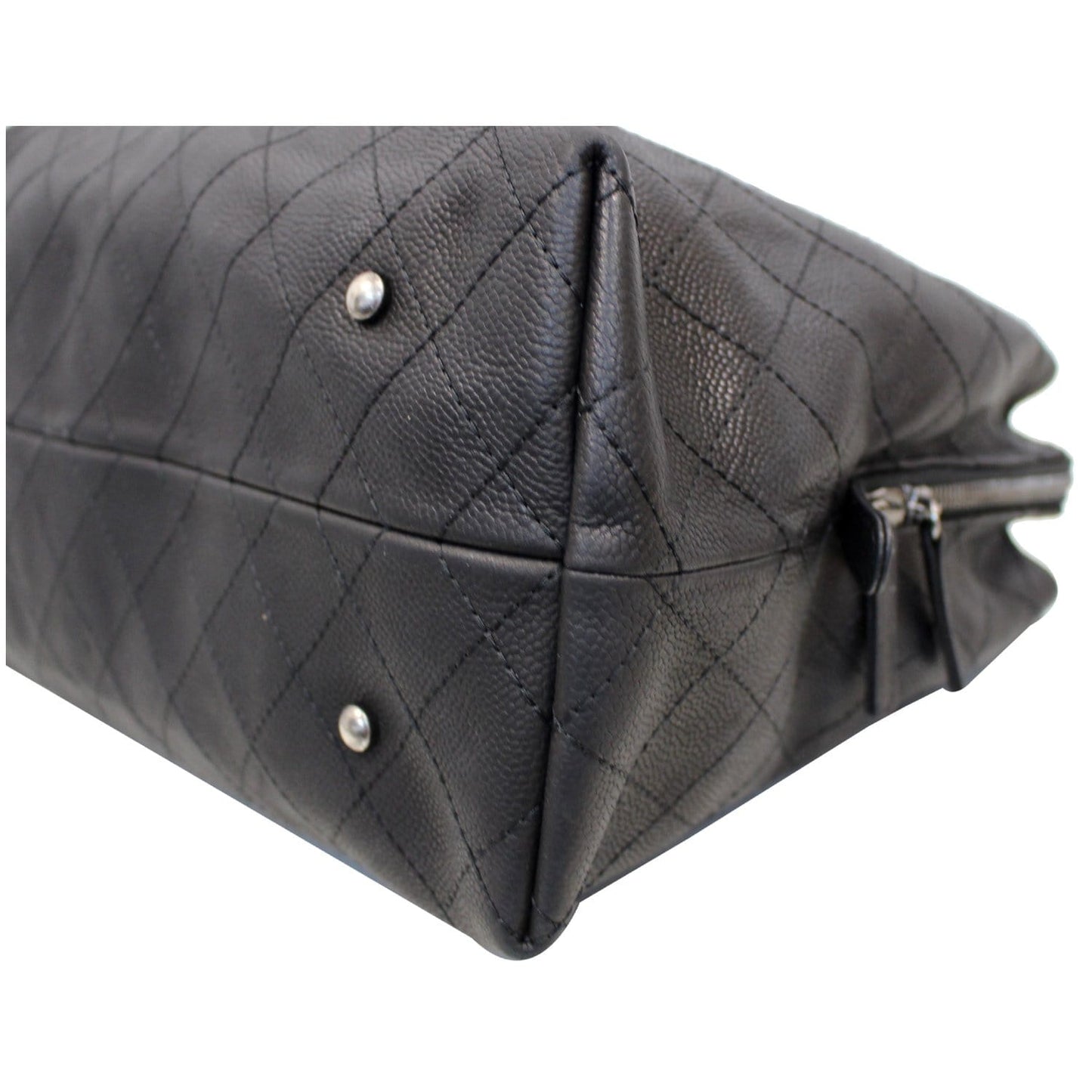 CHANEL Large Shopping Grained Vegetal Calfskin Tote Bag Black