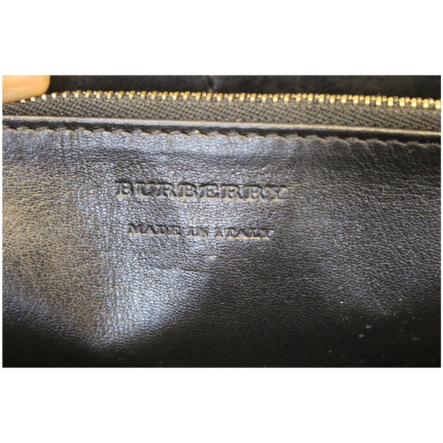 BURBERRY Elmore House Check Calfskin Zip Around Wallet Black