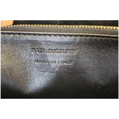 BURBERRY Elmore House Check Calfskin Zip Around Wallet Black