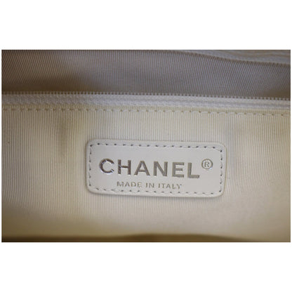 CHANEL Grand Shopping Caviar Leather Tote Bag White