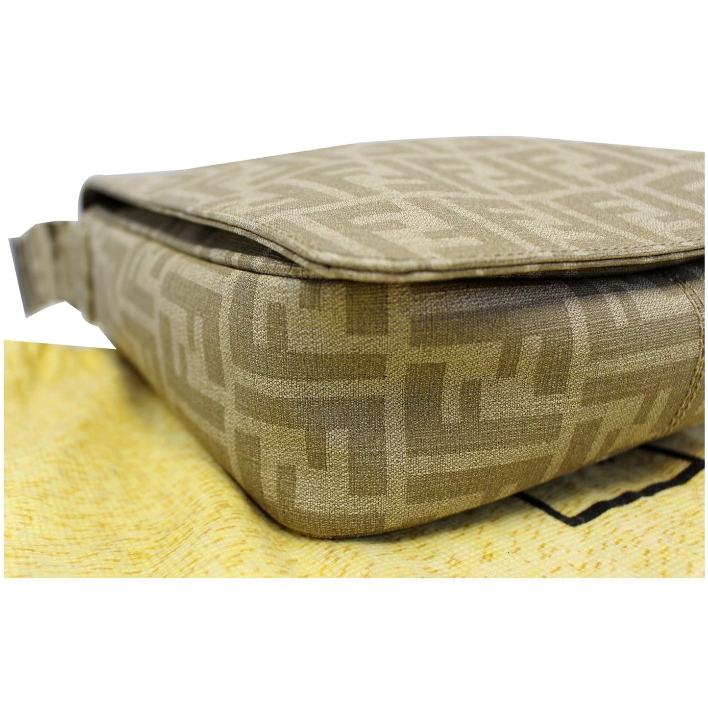 FENDI Zucca Flap Messenger Crossbody Bag Taupe