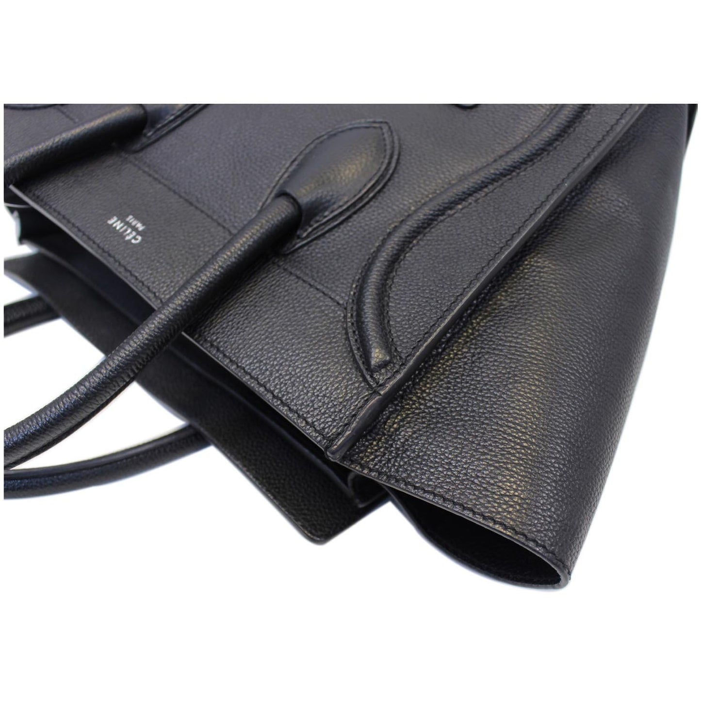CELINE Black Leather Mini Luggage Tote Bag