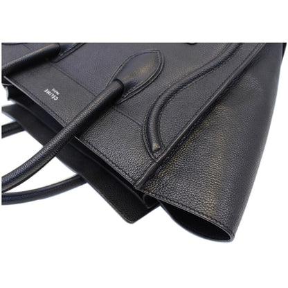 CELINE Black Leather Mini Luggage Tote Bag