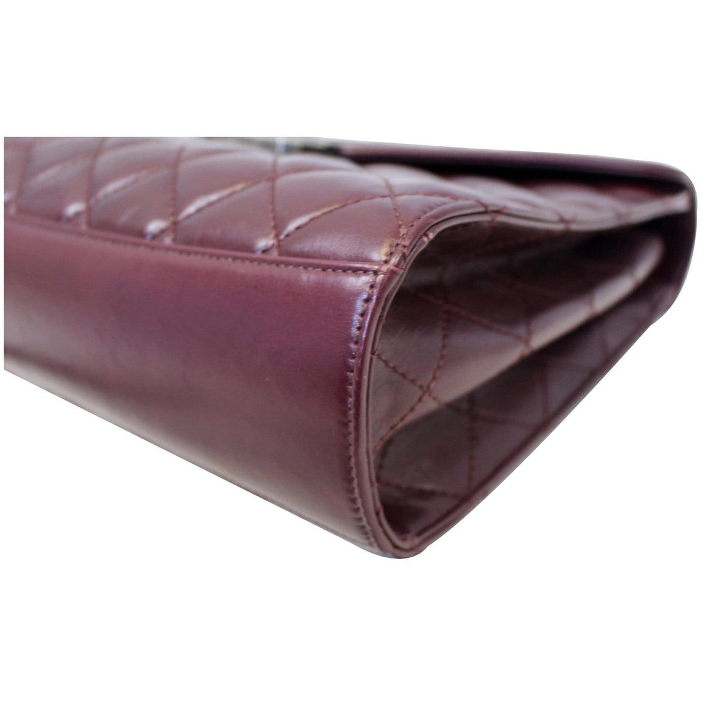 CHANEL Quilted Sheepskin Flap Bag With Handle Shoulder Bag Burgundy