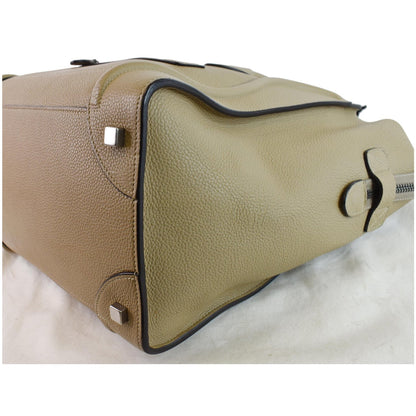 CELINE Drummed Calfskin Leather Mini Luggage Tote Bag Dune