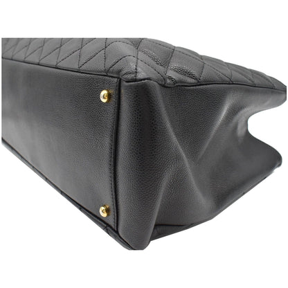 CHANEL XL Grand Quilted Caviar Leather Shopping Tote Bag Black