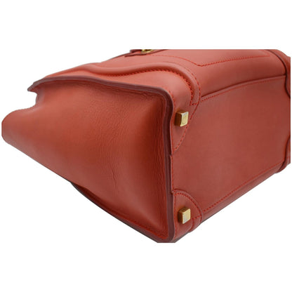 CELINE Micro Luggage Calfskin Leather Tote Bag Red - 25% OFF