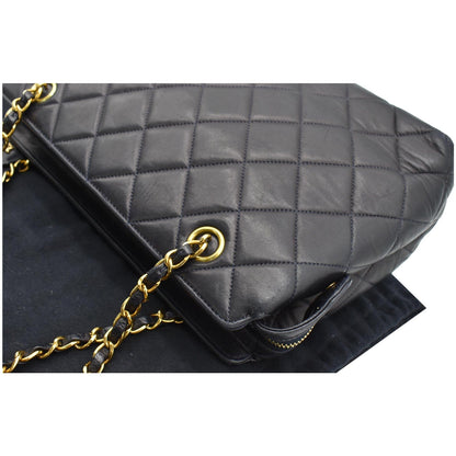 CHANEL Vintage Quilted Leather Chain Handle Tote Bag Black