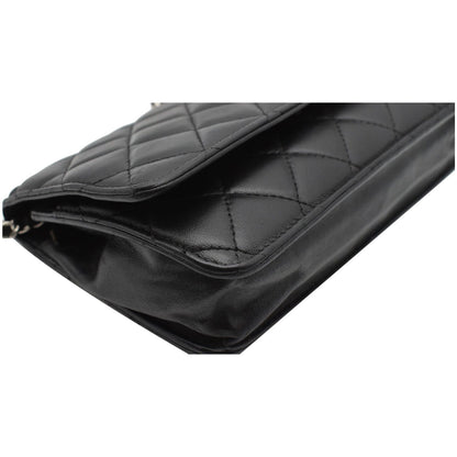 CHANEL WOC Lambskin Leather Chain Crossbody Bag Black