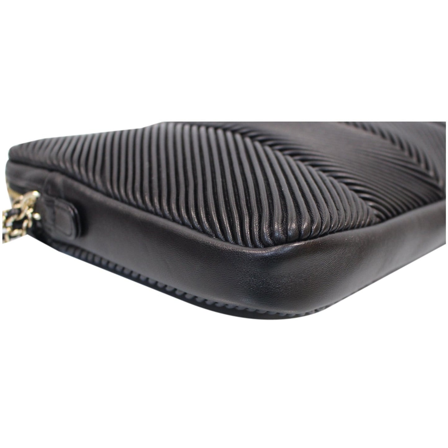 CHANEL Large CC Zip Chain Lambskin Leather Wristlet Clutch Black - 20% OFF