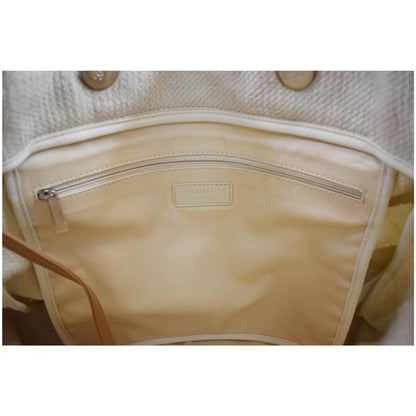 CHANEL 18P Deauville 2Way Logo Chain Shopping Tote Bag Beige