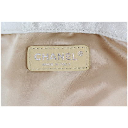 CHANEL LA Large Jersey Quilted Hobo Shoulder Bag White