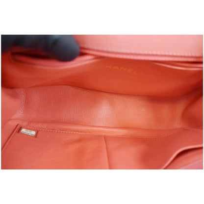 CHANEL CC Filigree Medium Quilted Caviar Leather Shoulder Bag Salmon
