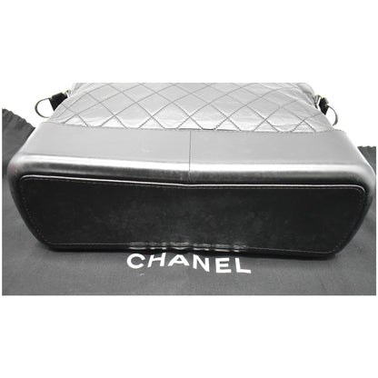 CHANEL Gabrielle Large Quilted Calfskin Leather Shopping Tote Bag Black
