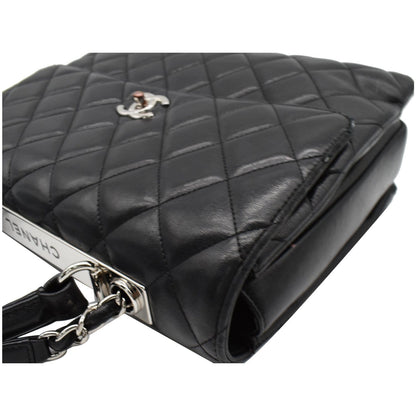 CHANEL Trendy CC Large Flap Quilted Lambskin Leather Shoulder Bag Black