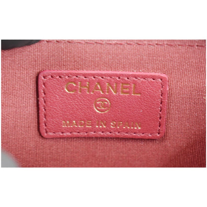 CHANEL Boy Zip Around Caviar Coin Purse Wallet Red