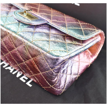 CHANEL Mini Reissue 2.55 Flap Rainbow Metallic Quilted Shoulder Bag Multicolor